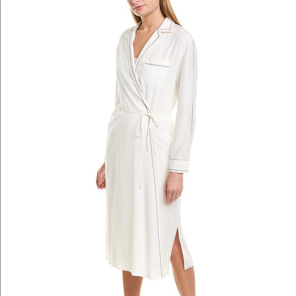 🔥Rag&Bone Anika Embroidered Silk Charmeuse Wrap Dress In Off White size 10🔥 - Picture 6 of 13